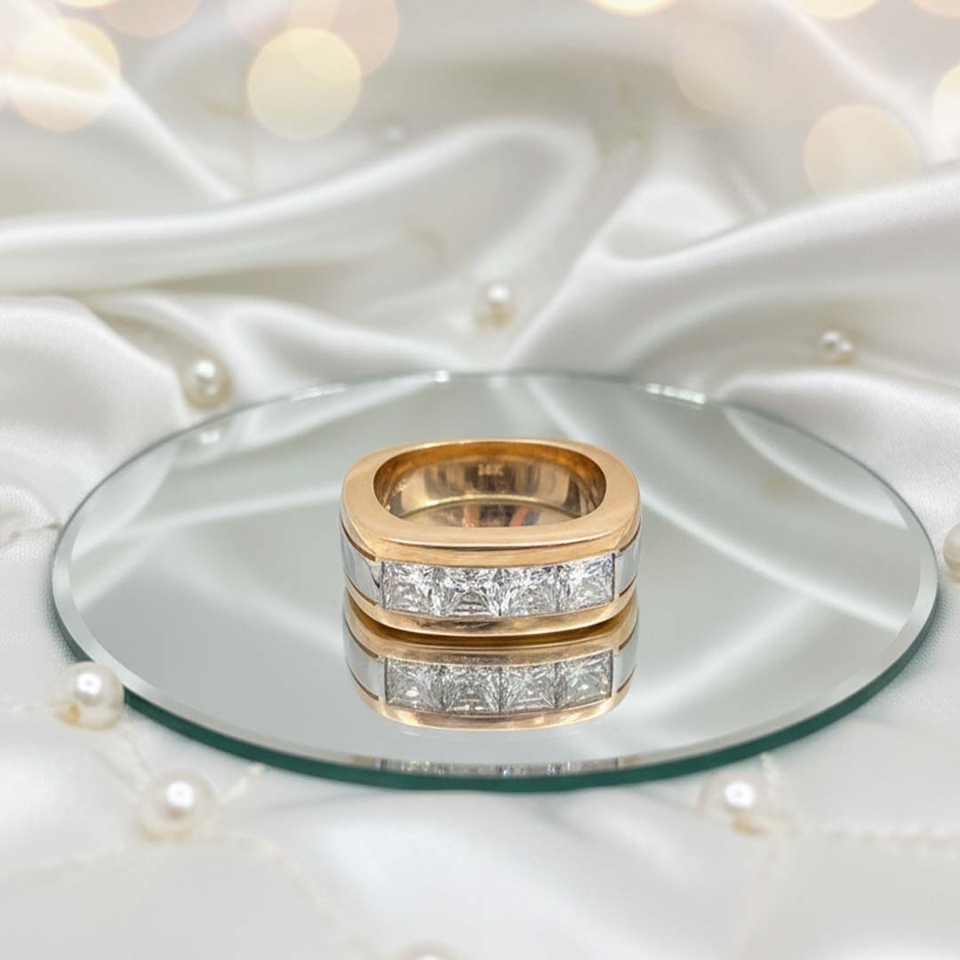 14K Gold Men’s Diamond Ring – 3.00 CT TW Channel Set Bold Modern Design