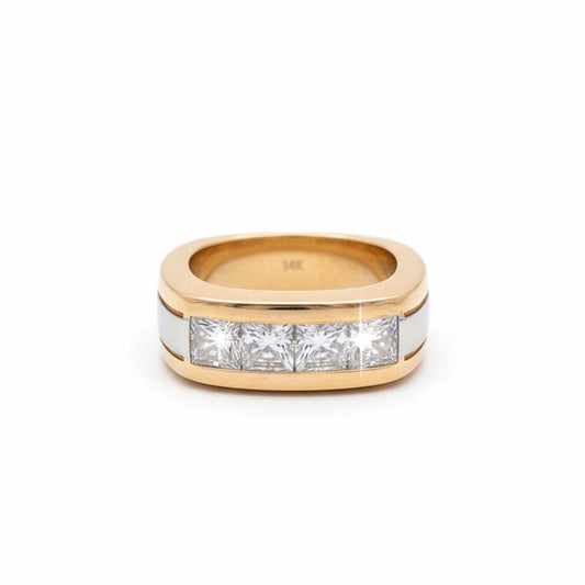 14K Gold Men’s Diamond Ring – 3.00 CT TW Channel Set Bold Modern Design