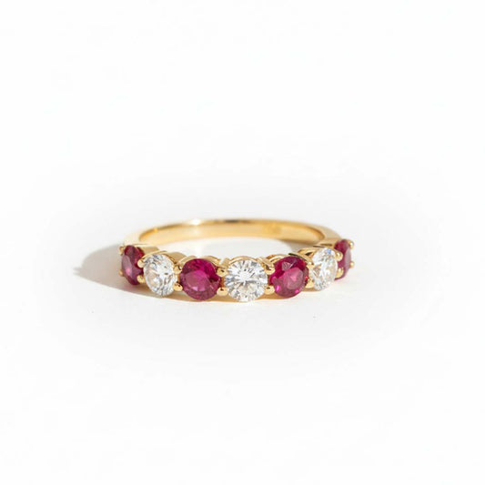 14KT Yellow Gold Ruby & Diamond Alternating Band (RB: 0.89 CTS | DIA: 0.65 CTS)