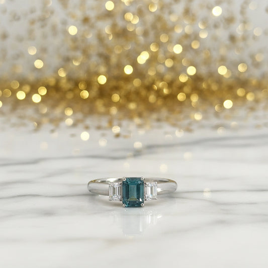 14K White Gold Ladies’ Ring Featuring 1.01ct Natural Blue Diamond and 0.36ct White Diamonds