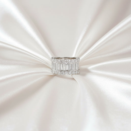 14K White Gold Baguette & Round Diamond Ring – 4.53 CTW Modern Luxury Design