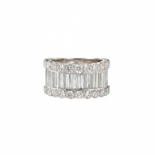 14K White Gold Baguette & Round Diamond Ring – 4.53 CTW Modern Luxury Design