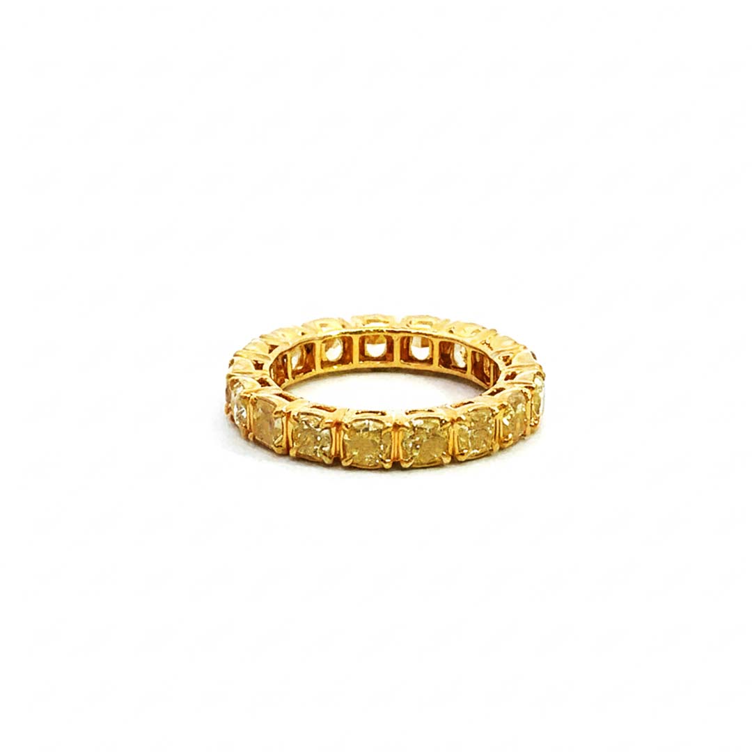18KT Gold Fancy Yellow Diamond Eternity Band – 5.35 Cts