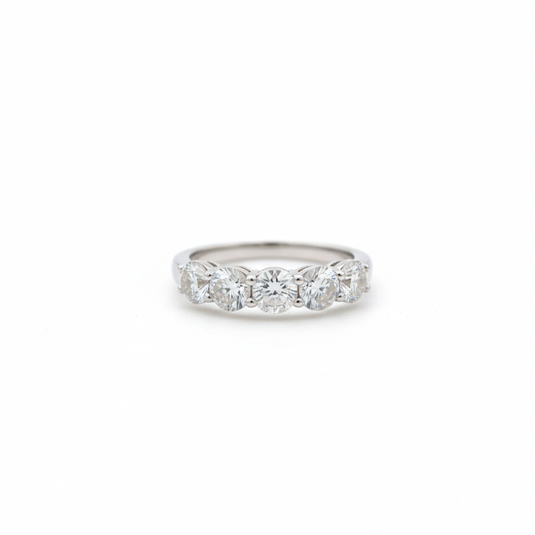 1.50 CT Diamond 5-Stone Ring: 14KT White Gold / SPECIAL PRICE!
