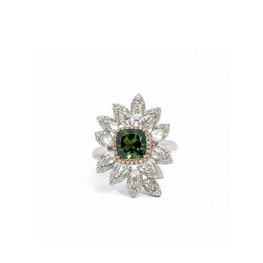 18KT White Gold Green Diamond Ring (GIA Certified)