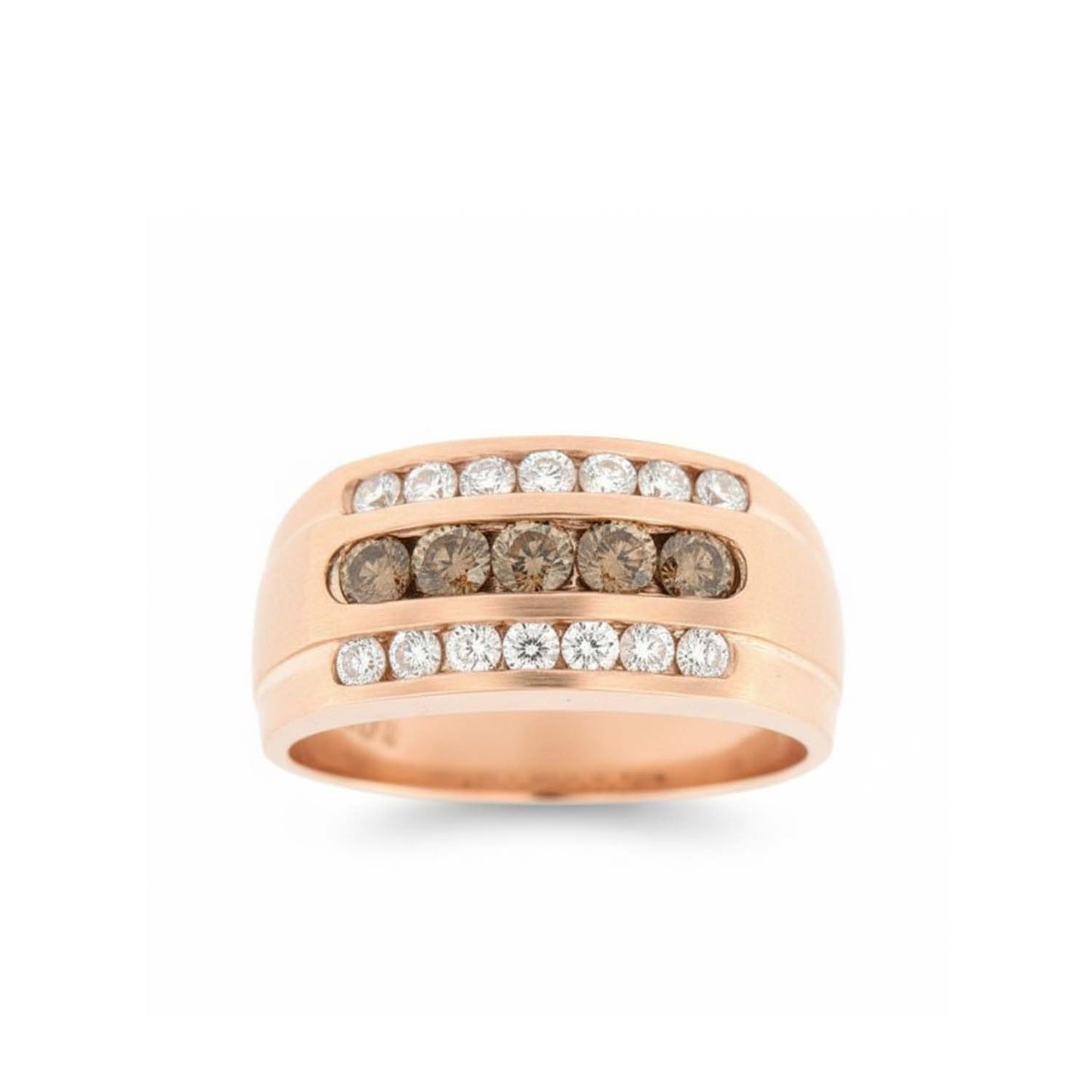 14KT Men's Gold Ring with 0.75ct Natural & Chocolate Diamonds