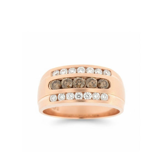 14KT Men's Gold Ring with 0.75ct Natural & Chocolate Diamonds